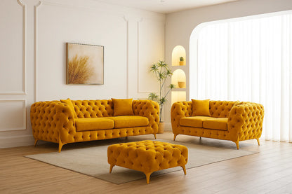 3+2 Italian Chesterfield Sofa Set with Free Footstool