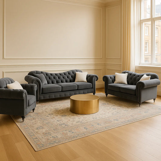 3+2+1 Elegance Chesterfield Sofa with Free Footstool