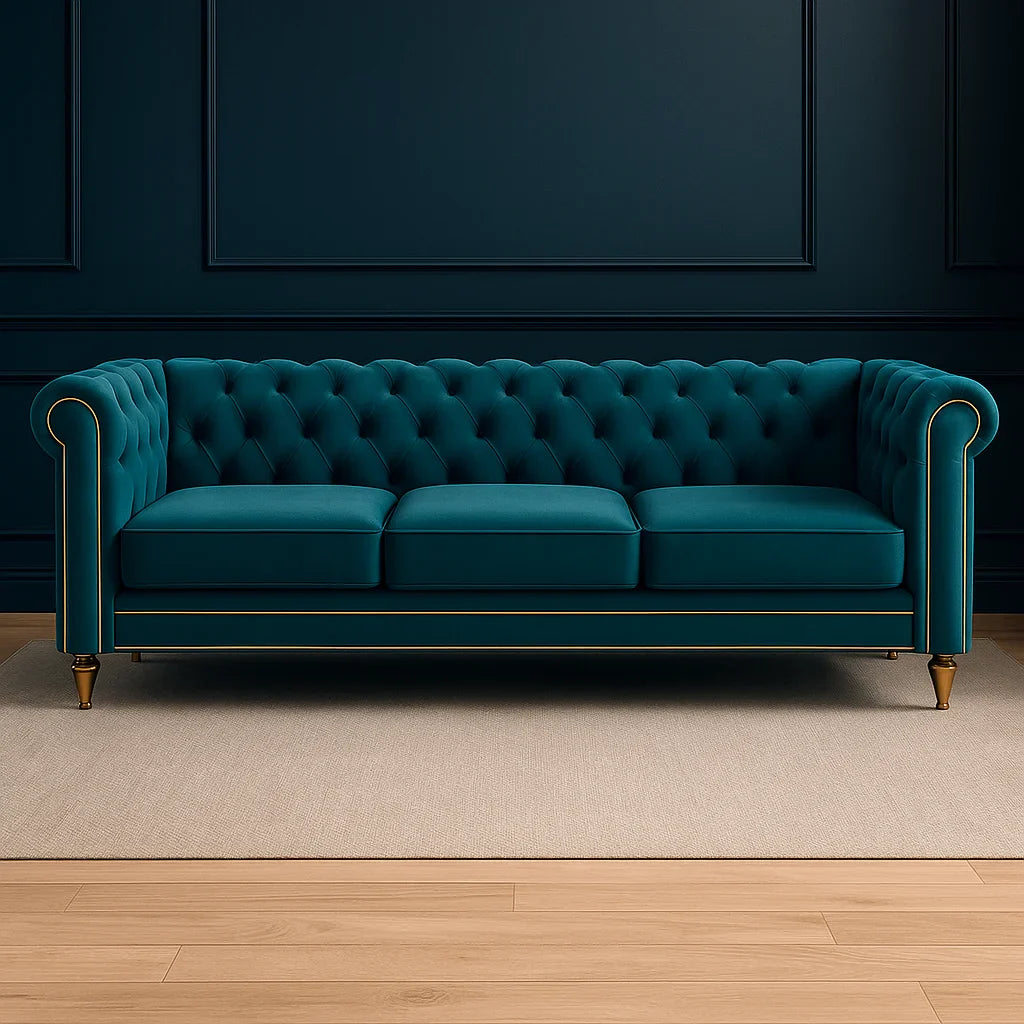 Belgravia 3 Seater Faux Leather Chesterfield Sofa-UK Made