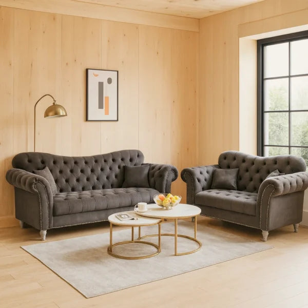 Chesterfield Elegance 3+2 Sofa Set – Luxurious UK Velvet