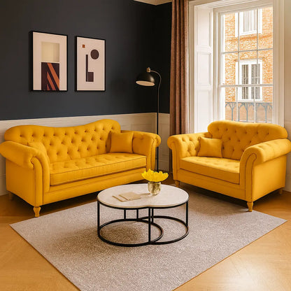 Chesterfield Elegance 3+2 Sofa Set – Luxurious UK Velvet