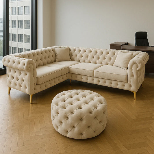 Chesterfield Corner Velvet Sofa