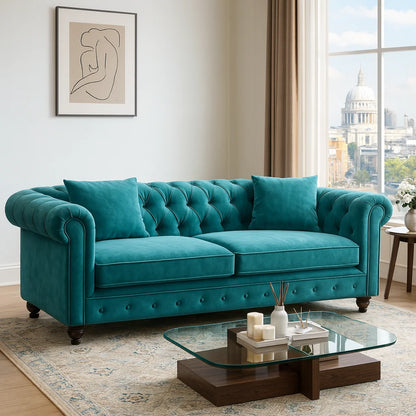 Chesterfield 2 Seater Sofa – UK Made in Velvet Fabric