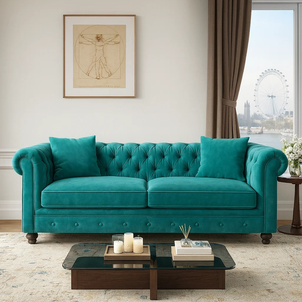 Chesterfield 2 Seater Sofa – UK Made in Velvet Fabric