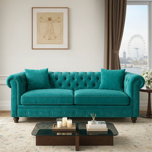 Chesterfield 2 Seater Sofa – UK Made in Velvet Fabric