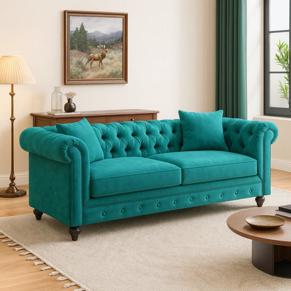 Chesterfield 2 Seater Sofa – UK Made in Velvet Fabric