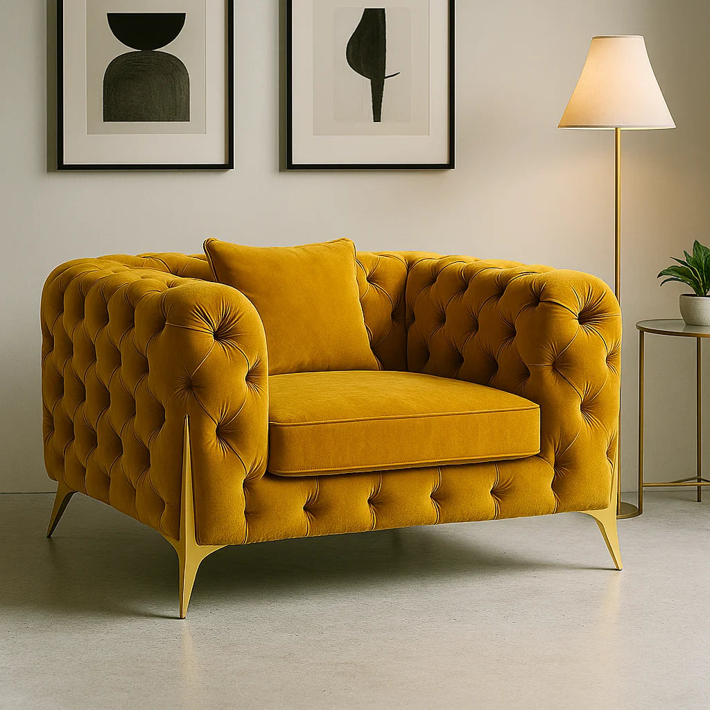 Luxury Italian Chesterfield 1 Seater Sofa with Free Footstool