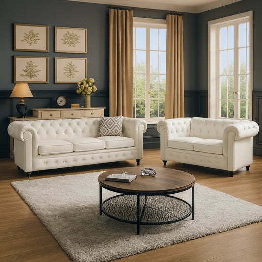 Classic Chesterfield 3+2 Seater Sofa Set_Premium Velvet_Made in UK in modern room