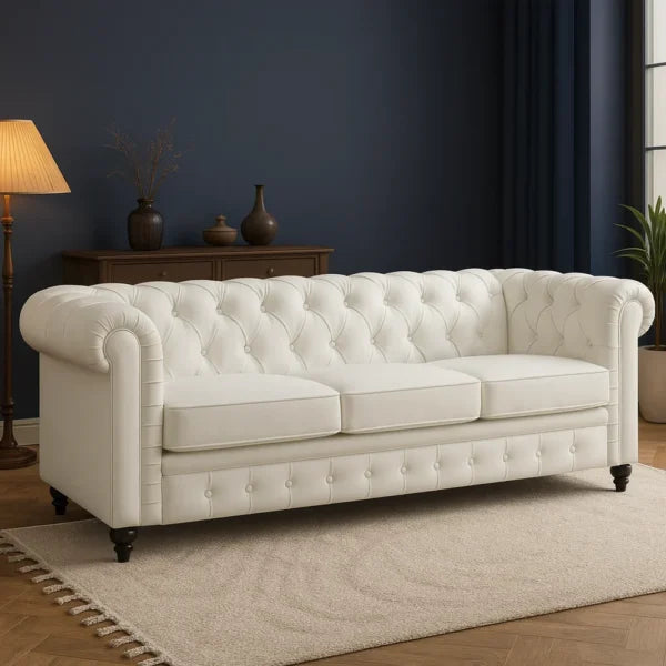 Belgravia 3 Seater Faux Leather Chesterfield Sofa-UK Made