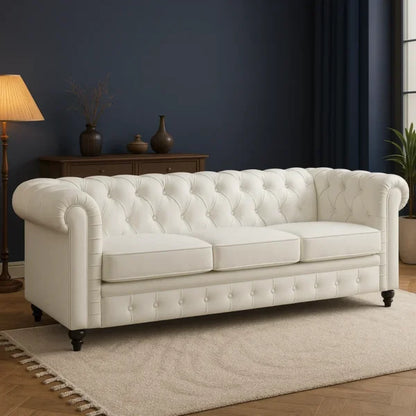 Belgravia 3 Seater Faux Leather Chesterfield Sofa-UK Made
