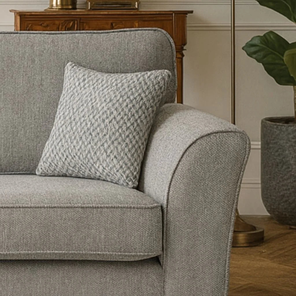 Camden 3+2 Grey Fabric Sofa Set with Free Footstool – UK Made