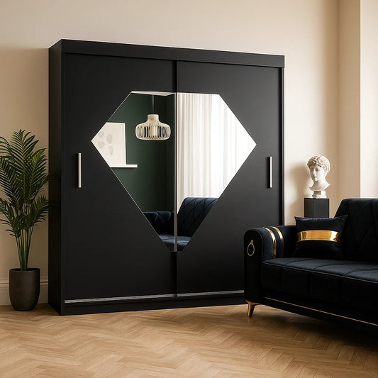 Diamond Sliding Mirror Wardrobe