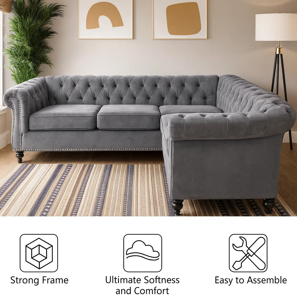 Chesterfield Corner Sofa – Luxury 5 Seater, UK Crafted