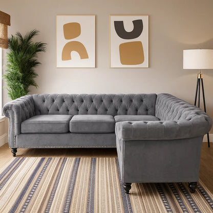 Chesterfield Corner Sofa – Luxury 5 Seater, UK Crafted
