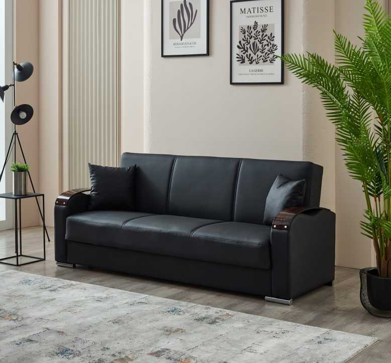 Esila Black Leather Sofa Bed | Superior UK-Made Comfort