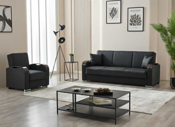 Esila Black Leather Sofa Bed | Superior UK-Made Comfort
