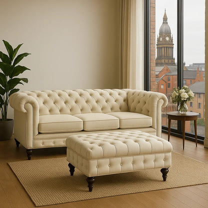 Handmade 3-Seater Chesterfield Sofa in Plush Velvet – Made in UK
