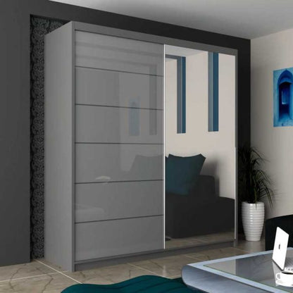 Infinity High Gloss Sliding Mirror Wardrobe