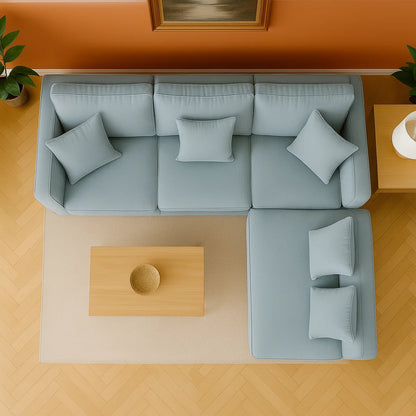 L-Shape Lilly Velvet Sofa with Matching Footstool – UK Made