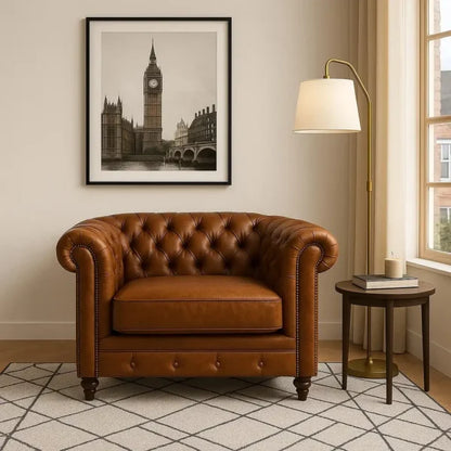 Luxury Leather Chesterfield Armchair – UK Made