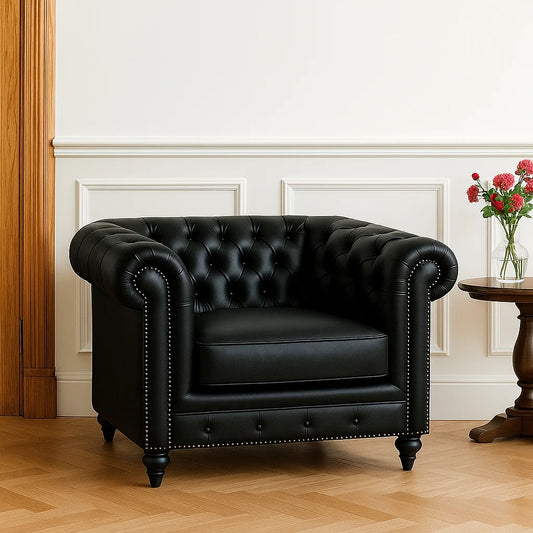 Leather Chesterfield 1-Seater Sofa