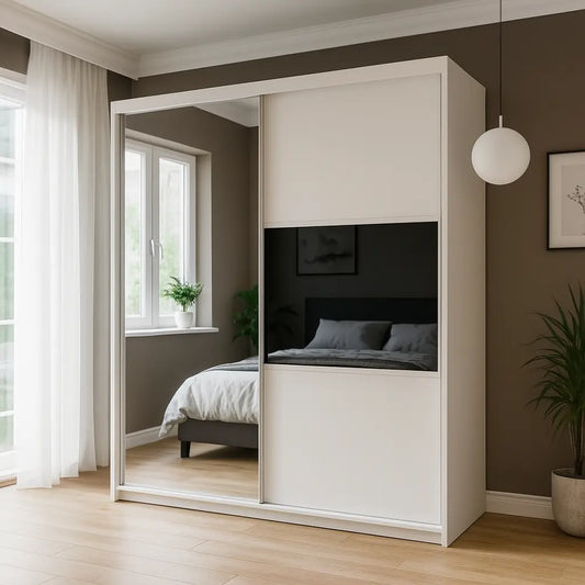 Manhattan High Gloss Sliding Mirror Wardrobe