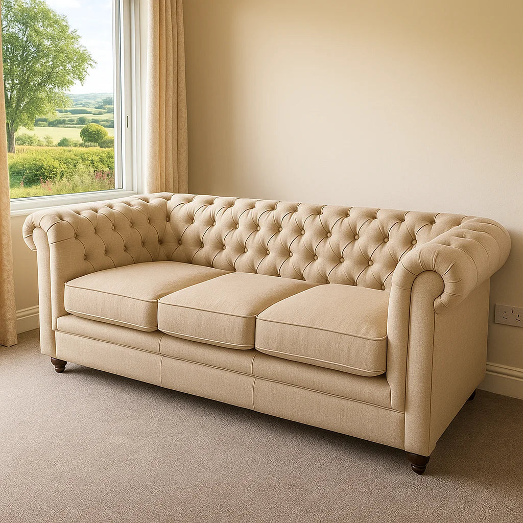 3-Seater Velvet Chesterfield Sofa-UK Made