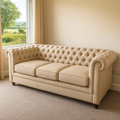 3-Seater Velvet Chesterfield Sofa-UK Made