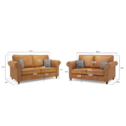 Oakland Leather Sofa – Velvet Fabric | Available in Multiple Colours