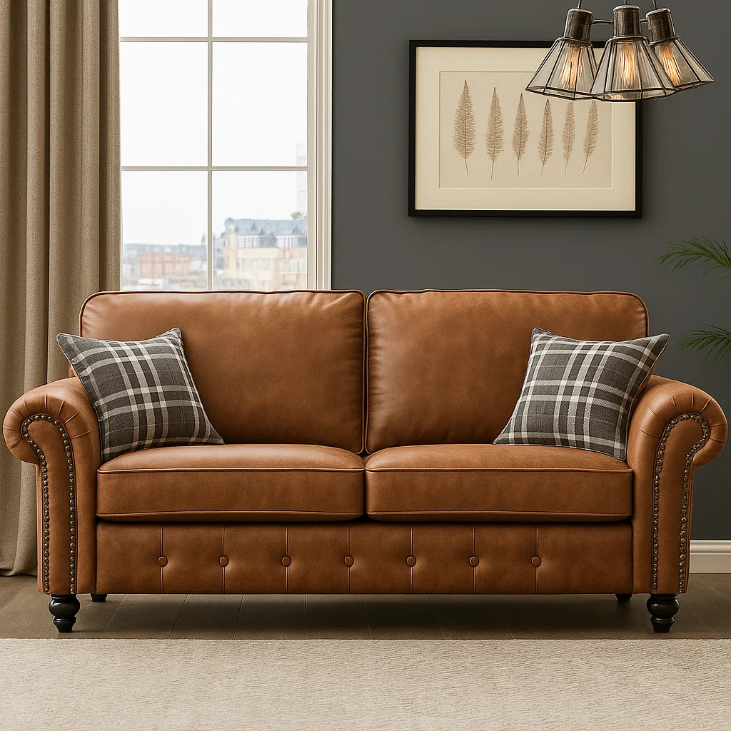 Oakland Leather Sofa – Velvet Fabric | Available in Multiple Colours