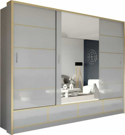 3 Door Armoire Sliding Wardrobe | Luxury High Gloss UK