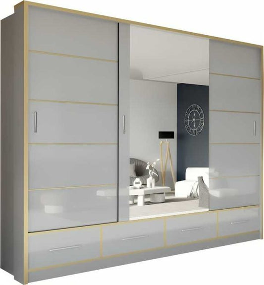3 Door Armoire Sliding Wardrobe | Luxury High Gloss UK