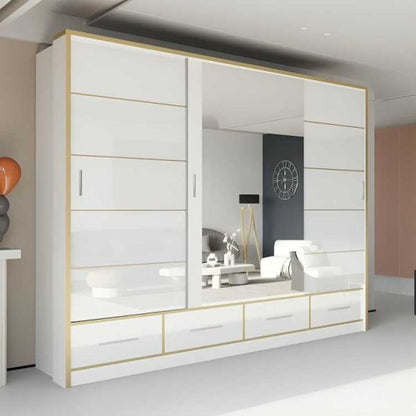 3 Door Armoire Sliding Wardrobe | Luxury High Gloss UK
