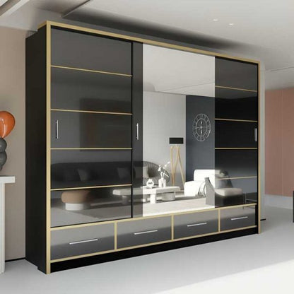 3 Door Armoire Sliding Wardrobe | Luxury High Gloss UK