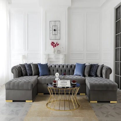 U-Shape Chesterfield Sofa – UK Handmade with Luxury Comfort