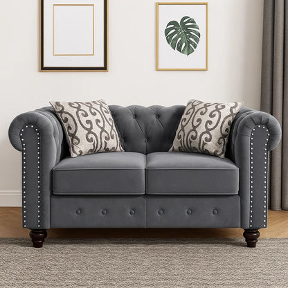 2 Seater Grey Chesterfield Sofa – Timeless Luxury UK Made