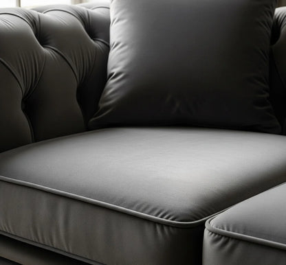 Windsor Grey Chesterfield 3+2+1 Sofa Set – Timeless British Elegance