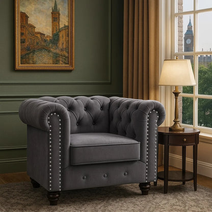 Windsor Grey Chesterfield 3+2+1 Sofa Set – Timeless British Elegance