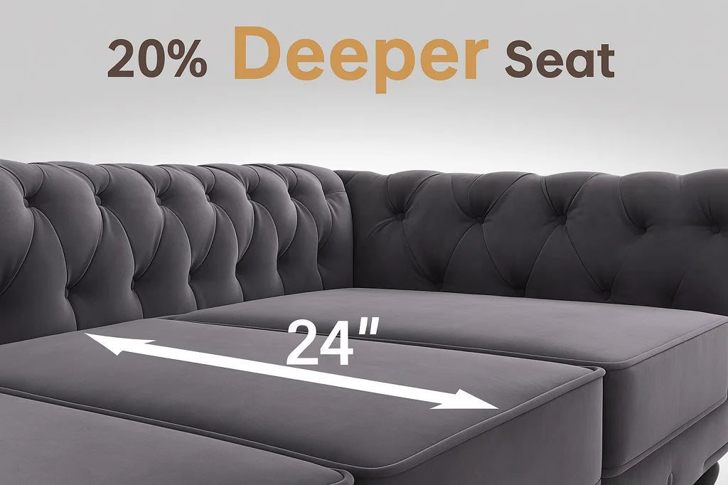 3 Seater Chesterfield Fabric Windsor Grey Sofa – UK Made