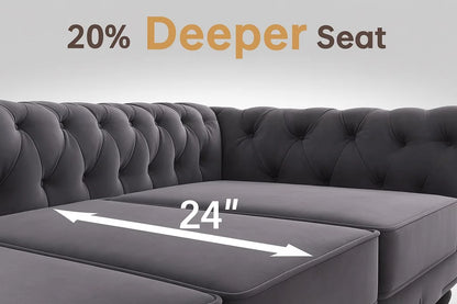 Windsor Grey Chesterfield 3+2+1 Sofa Set – Timeless British Elegance