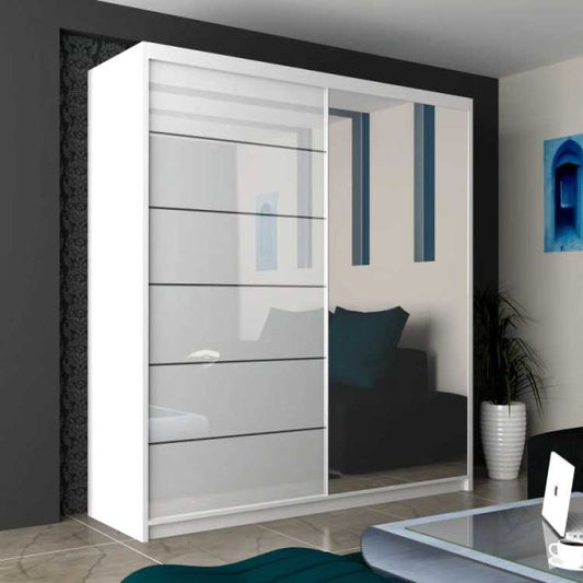 Infinity High Gloss Sliding Mirror Wardrobe